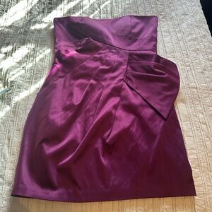 Max & Cleo Strapless Satin Cocktail Dress Size 10 Plum Magenta Mini
